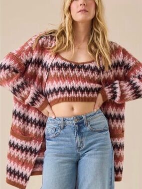 Altar'd State Camillie Chevron Sweater  Set